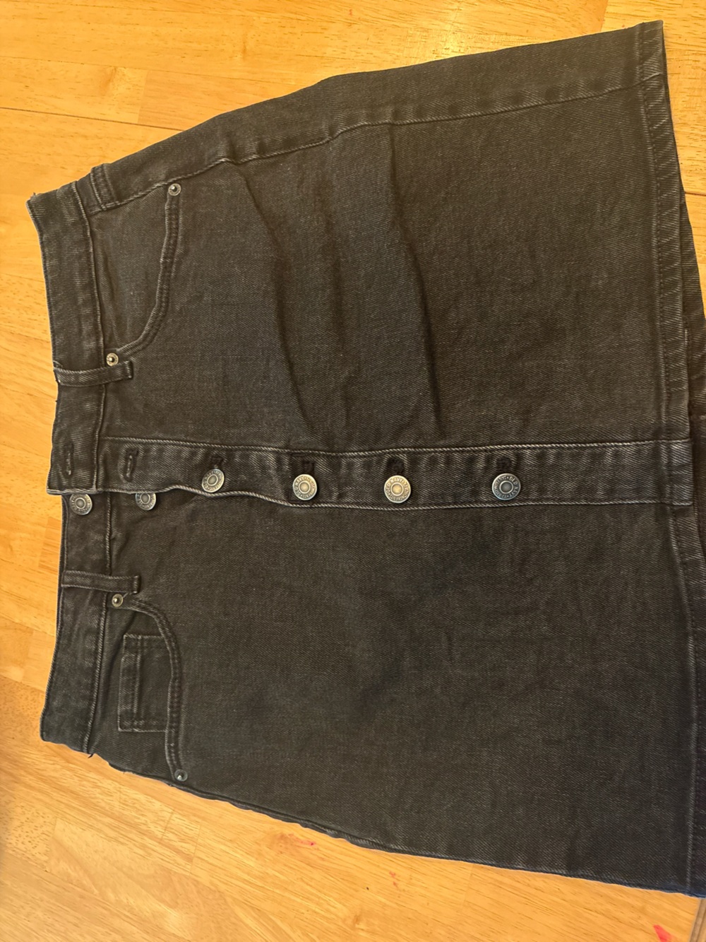 Old Navy Dark Gray Button-Front Slim Denim Skirt